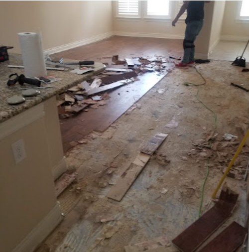Hardwood floor removal and subfloor preparation